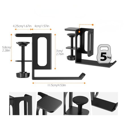 Uchwyt Podbiurkowy 2w1 SPB-026B na Laptopa i Słuchawki - Zorganizuj Swoje Stanowisko Pracy