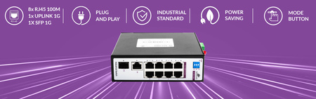 SWITCH 8-portowy SP-SGI108S Przemysłowy SFP