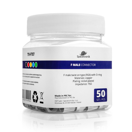 F screw-on connector MIX 6.5mm/22.5mm TV-FT07 50pcs