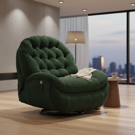 Rozkładany Fotel relaksacyjny obrotowy Spacetronik Flax 04M bujany zielony