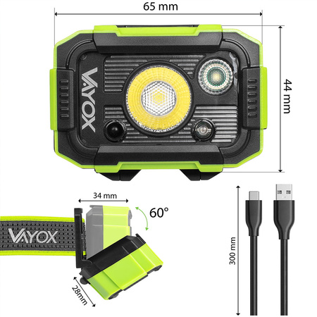 Latarka czołowa 500lm VAYOX VA0415 Dual-Hammer LED