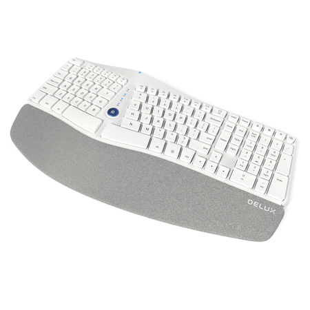Ergonomická klávesnice Delux GM901 bílá bezdrátová BT a 2,4 GHz