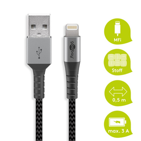Kabel USB 2.0 - Apple Lightning Goobay TEXTIL 05m