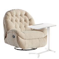 Zestaw wypoczynkowy fotel Spacetronik Flax 04M beżowy + stolik regulowany BUDDY