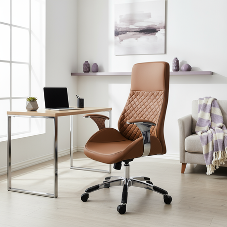 Swivel office armchair with armrest ALMA brown