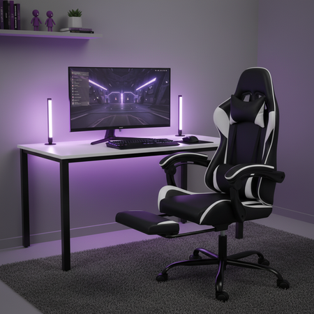 Spacetronik Rally 1.0 Gaming Stuhl schwarz und weiß