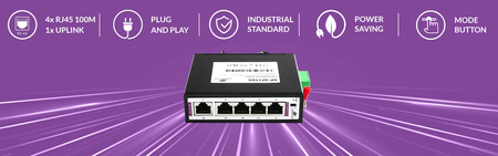 SWITCH 5-portowy SP-SFI105 Przemysłowy