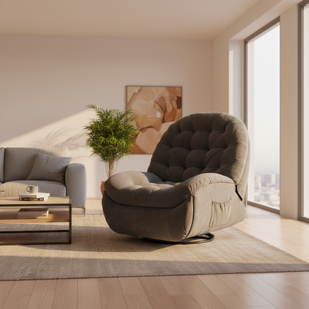 Rozkładany Fotel relaksacyjny obrotowy Spacetronik Flax 04M bujany szary