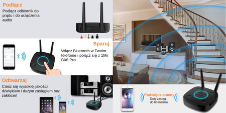 B06 Pro Odbiornik Bluetooth 5.0 1Mii aptX HD 50m