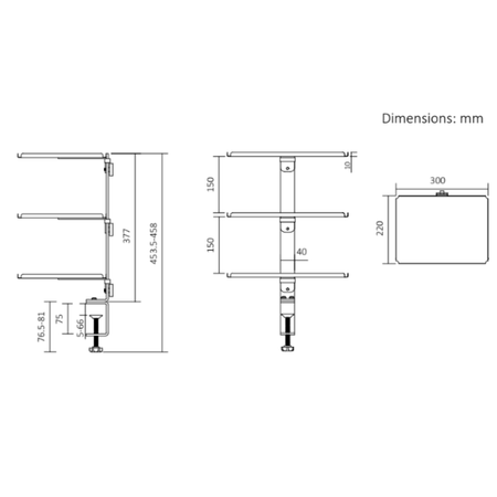 Boczny organizer do biurka na zacisk z półkami biały SPB147W