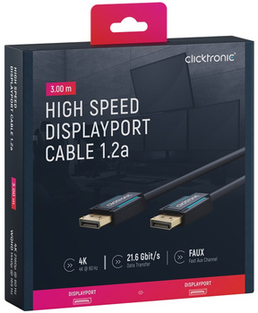 CLICKTRONIC DisplayPort DP - DP 1.2 4K cable 3m