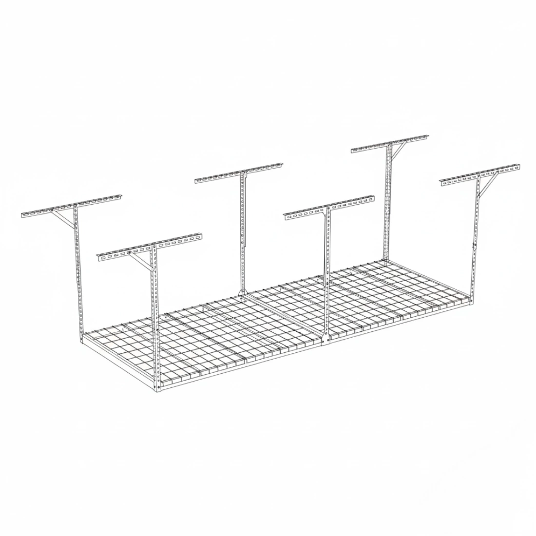 rysunek techniczny półki garażowej sufitowej Spacetronik SPG-102 244 x 122 cm