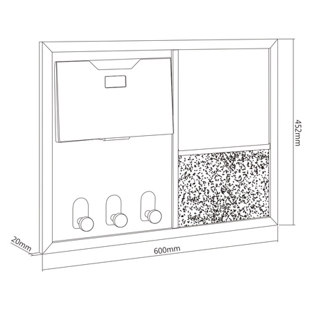 Combo tri-partite wall board SPB201 60x45