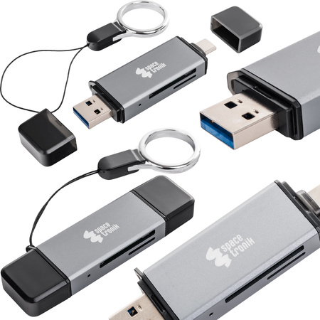Spacetronik SPU-CR06 czytnik kart SD USB-A i USB-C