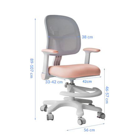 Fotel ergonomiczny dziecięcy Spacetronik SPC-XD19A Szare