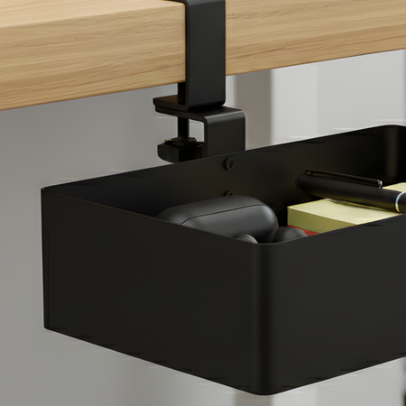 Boczny organizer do biurka na zacisk 25×17×15 cm czarny SPB148B