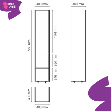 Szafka z 3 półkami 198cm Spacetronik SPE-PODF02