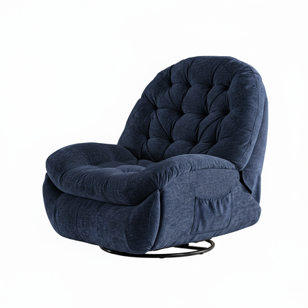 Zestaw wypoczynkowy fotel elektryczny Spacetronik Flax 04M niebieski + stolik regulowany