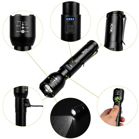 Taktische Taschenlampe Aluminium 20W 800lm VAYOX VA0180