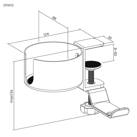 Uchwyt do biurka - słuchawki, kubek SPB-024 Czarny