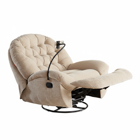 Rozkładany Fotel relaksacyjny obrotowy Spacetronik Flax 04M bujany beżowy