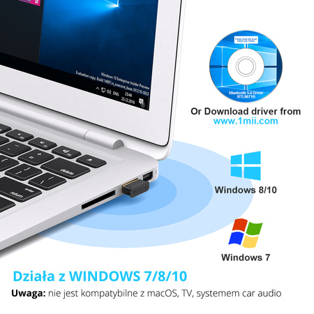 BT502 Adaptér Bluetooth 5.0 USB 1Mii EDR Windows