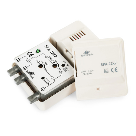 wzmacniacz TV Spacetronik SPA-22X2 FM/VHF UHF 12V