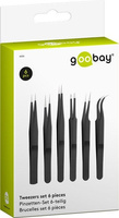 Set of stainless steel tweezers 6 pieces Goobay