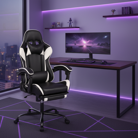 Spacetronik Rally 1.0 gaming chair black and white