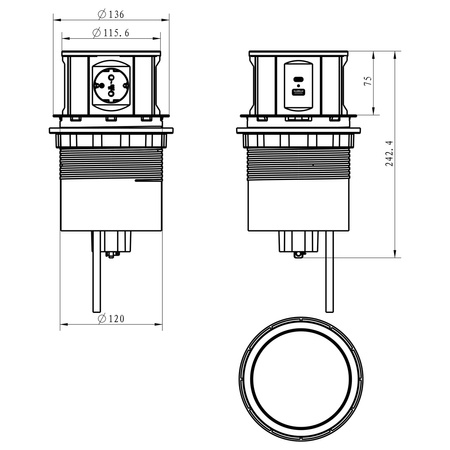 Gniazdo blatowe Spacetronik SPSRA51BS