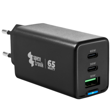 3-in-1 USB-C USB PD Quick 65W 5A Ladegerät schwarz