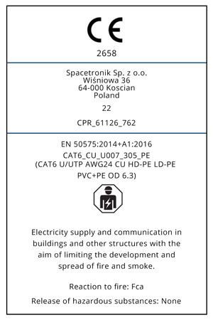 kroucená dvojlinka CAT6 U/UTP AWG24 CU PVC+PE OD 6,3 Fca 305m