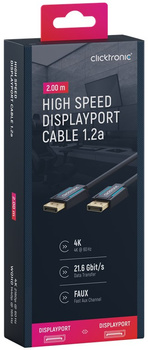 CLICKTRONIC DisplayPort DP - DP 1.2 4K 2m kábel