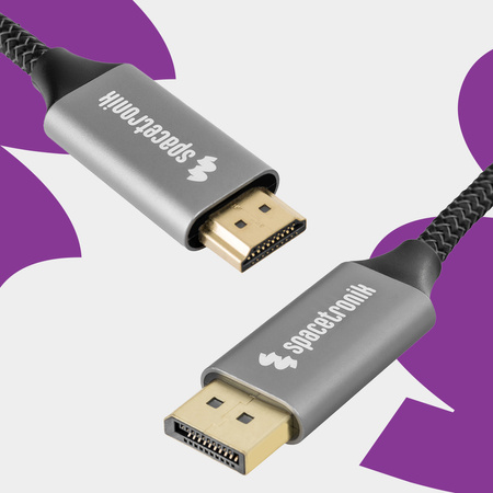 Kabel HDMI 4K 60Hz DP Spacetronik KDH-SPA010 1m