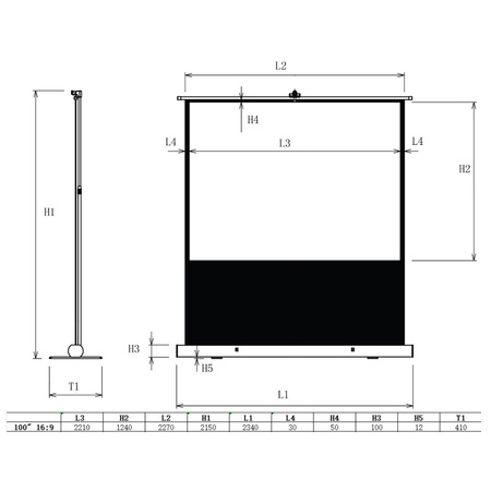 Ekran Projekcyjny Podłogowy Rozwijany 100" 4k 16:9