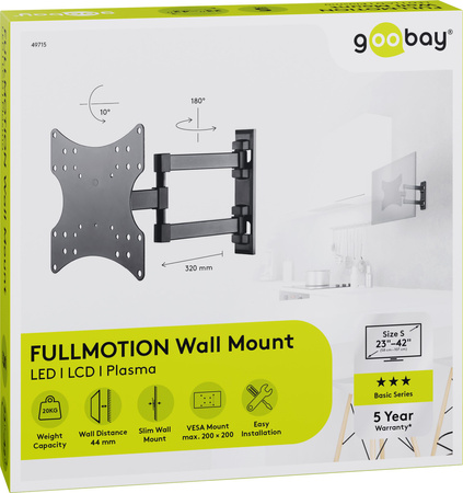 Goobay BASIC FULLMOTION S 23"-42" 20kg držák TV