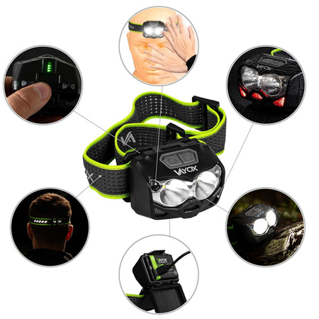 Headlamp flashlight 500lm motion sensor VAYOX VA0078