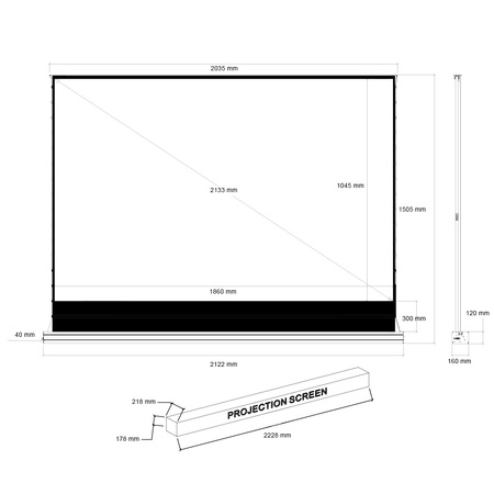 Podłgowy ekran do projektora przenośny 84" 16:9