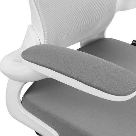 Zestaw do nowoczesnego biura: biurko elektryczne + fotel + szafka biały