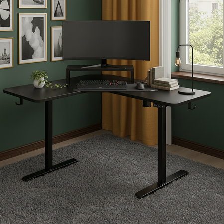 Biurko narożne regulowane SPEL112BB Spacetronik 120x50 cm czarne