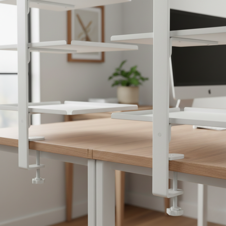 Boczny organizer do biurka na zacisk z półkami biały SPB147W