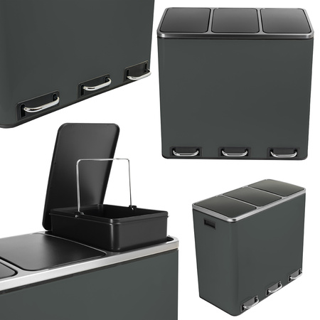 Funky Trash Can Gray Black Spacetronik Potrójny