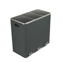 Kosz na śmieci metalowy trzykomorowy ciemnoszary