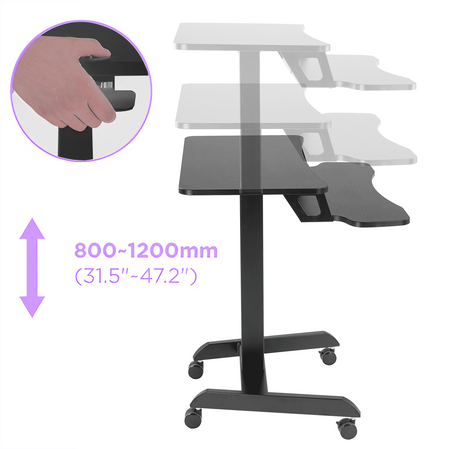 Buddy 03 adjustable table on wheels black