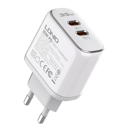 Ladegerät mit Kabel Apple MFI Lizenz 35W 2x USB-C