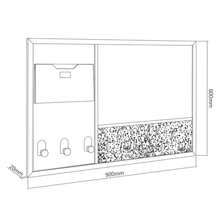 Combo tri-partite wall board SPB201 90x60