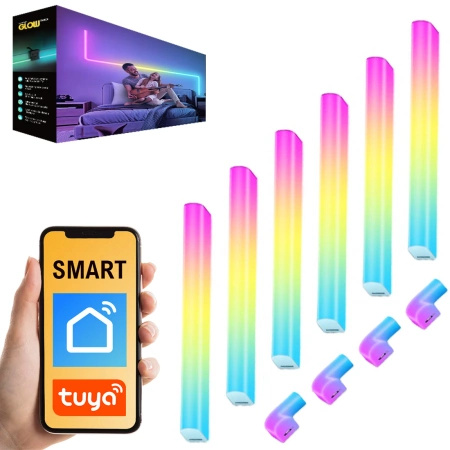 LED RGB WIFI Tuya 6x 40cm modulárne nástenné svietidlo