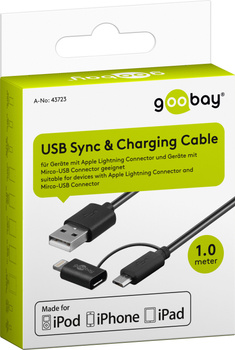 USB - microUSB + Apple Lightning kábel Goobay 1 m