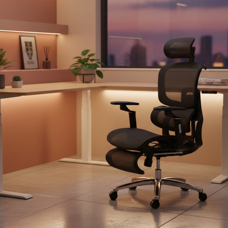 Regulowany Fotel biurowy 6D DORIS-20 Czarny