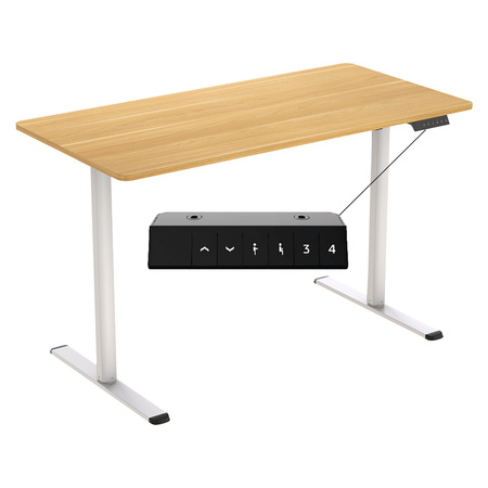 Spacetronik Moris SPE-O121 120x60 electric desk, White frame, Light wood top
